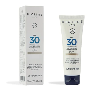 Сонцезахисний крем SUNDEFENSE SPF 30 High Protection Face Fluid Cream Age Repair